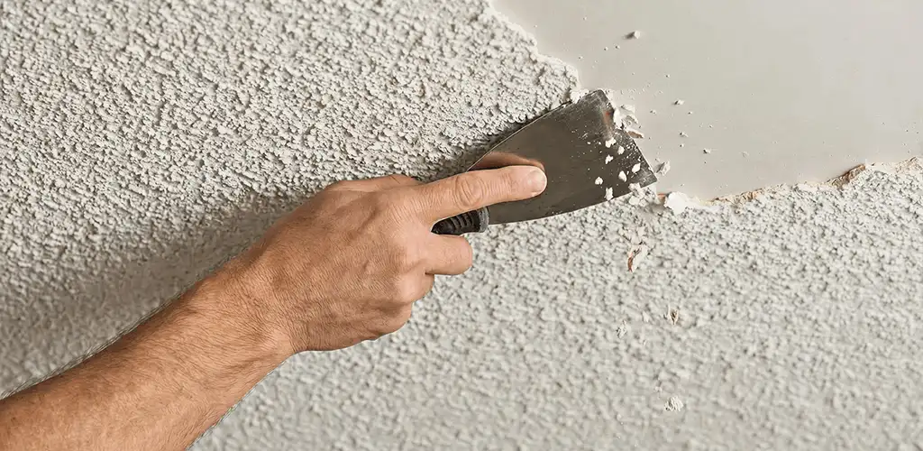 Popcorn ceiling removal scraping off textured ceiling finish in Saint Louis, MO