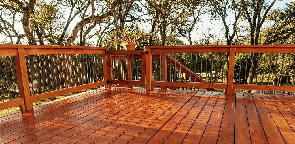 Deck sealing results with a freshly sealed wood deck in Saint Louis, MO